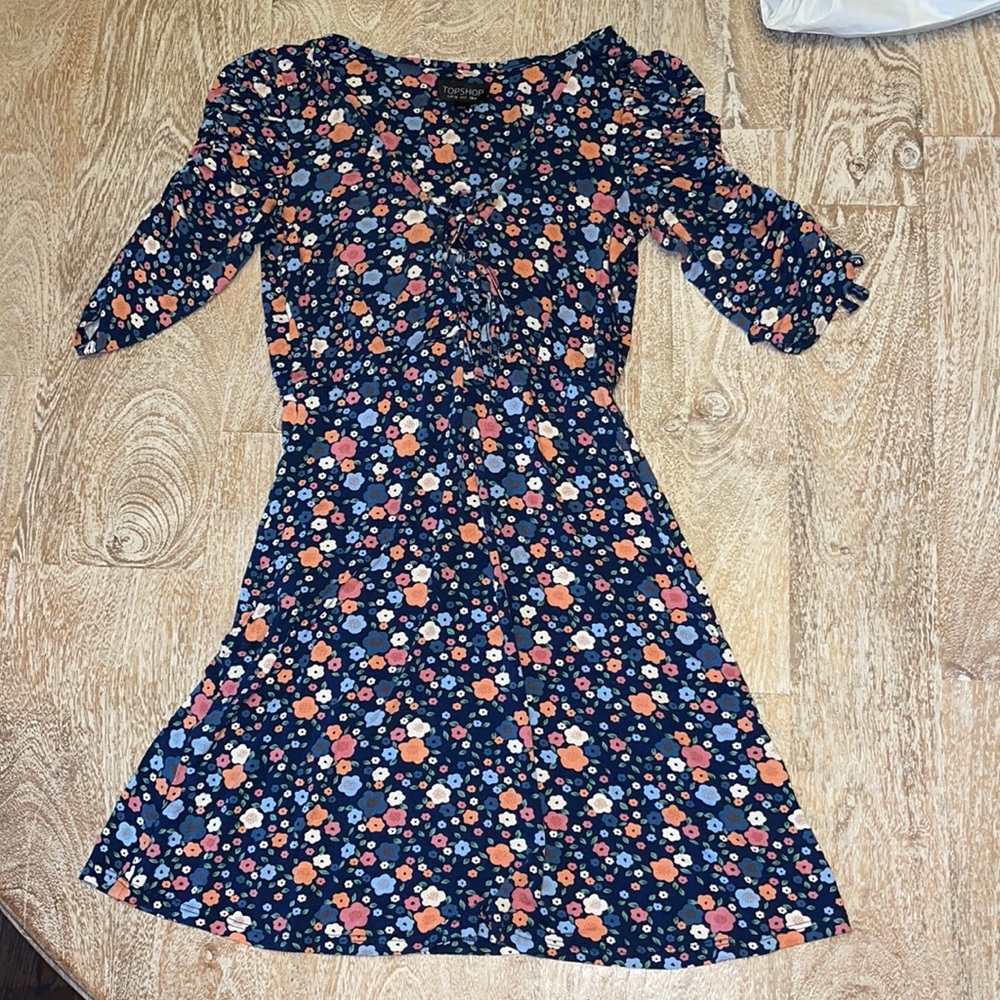 Topshop blue floral dress size 2